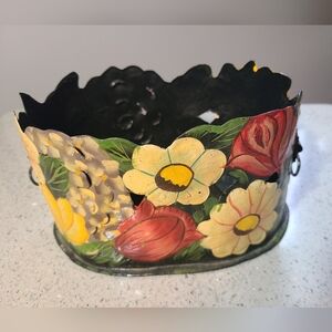 Hand-painted metal plant holder